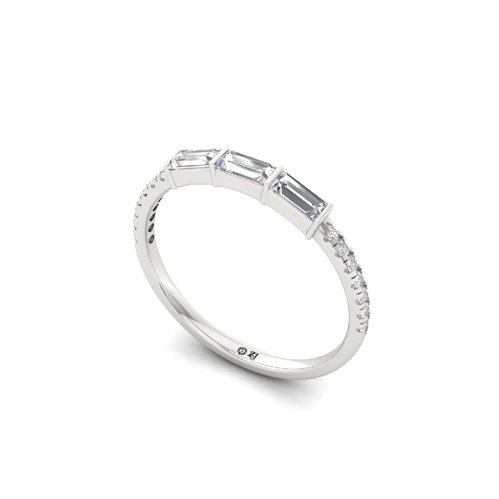 Elegant 0.33 CT Baguette Trio CVD Lab Grown Diamond Ring for Women 