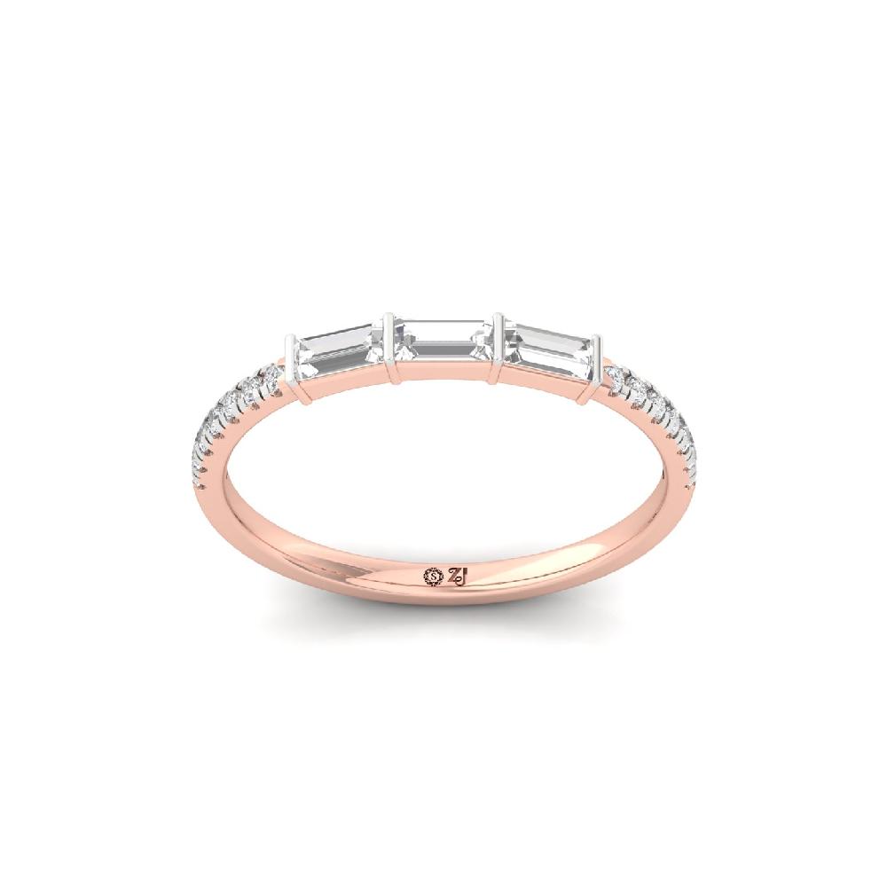Elegant 0.33 CT Baguette Trio CVD Lab Grown Diamond Ring for Women 