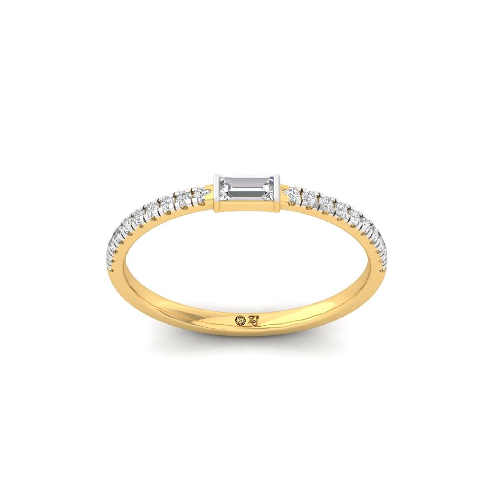 Baguette Centered CVD lab Grown Diamond Band for Women