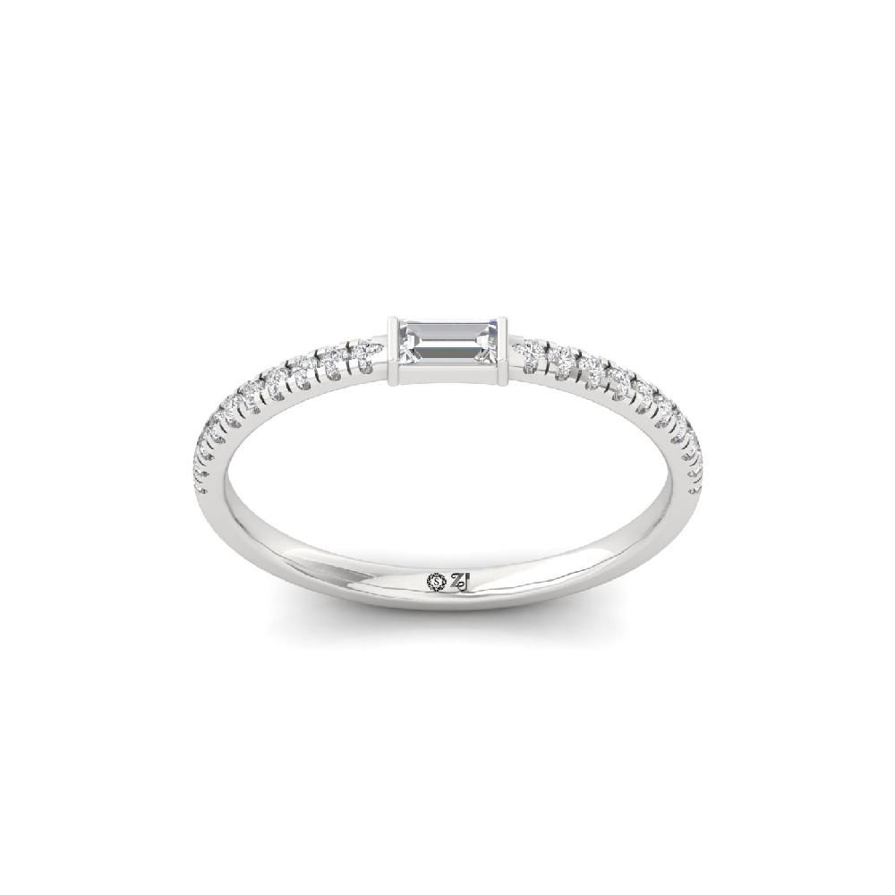Baguette Centered CVD lab Grown Diamond Band for Women