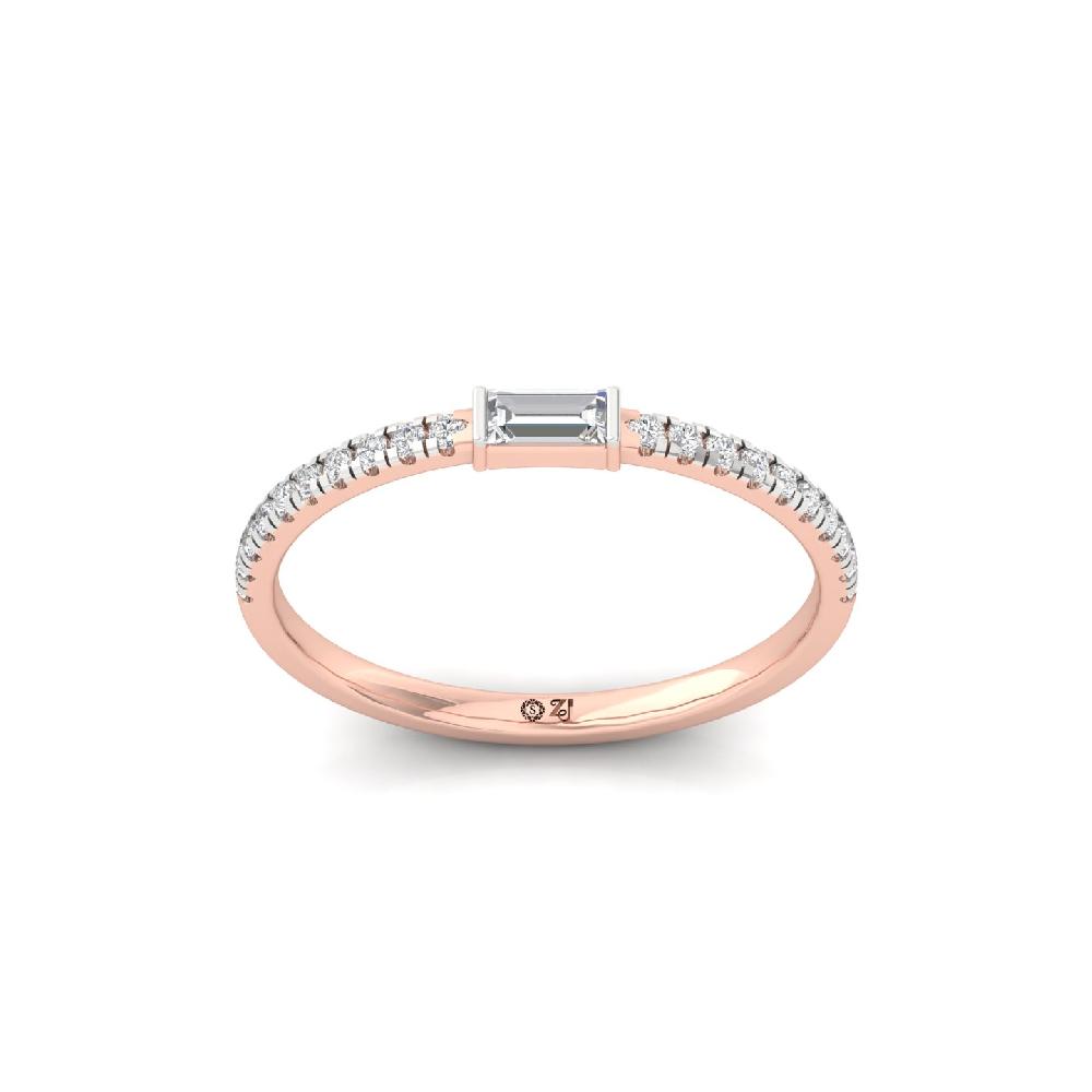 Baguette Centered CVD lab Grown Diamond Band for Women