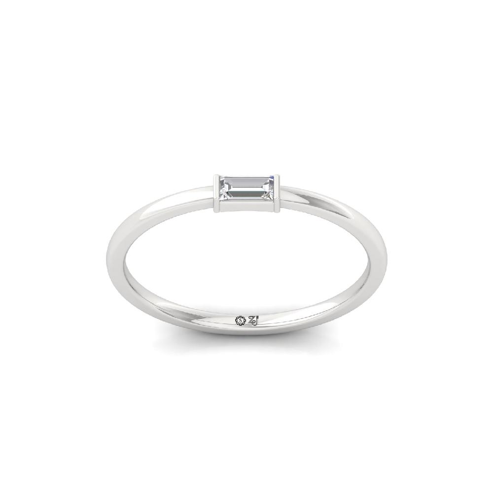 0.10 Ct Sleek Baguette Cut CVD Lab Grown Diamond Minimalist Ring