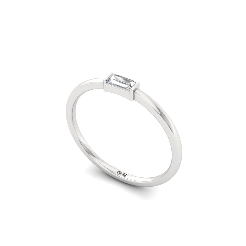 0.10 Ct Sleek Baguette Cut CVD Lab Grown Diamond Minimalist Ring