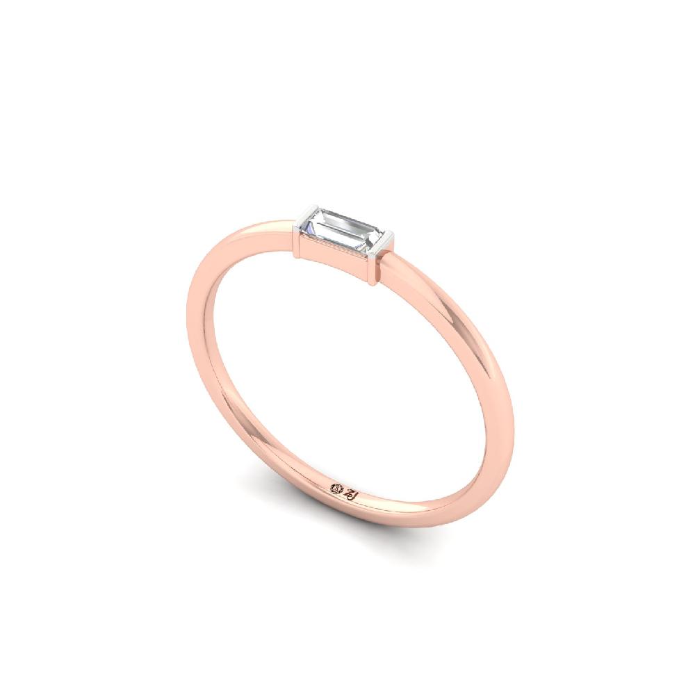 0.10 Ct Sleek Baguette Cut CVD Lab Grown Diamond Minimalist Ring