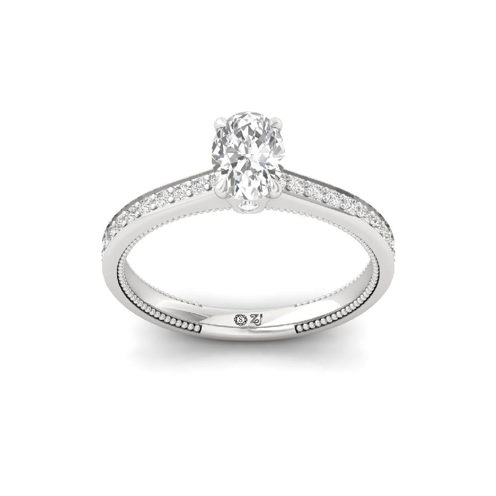 0.75 CT Oval Cut CVD Lab Grown Diamond Engagement Ring