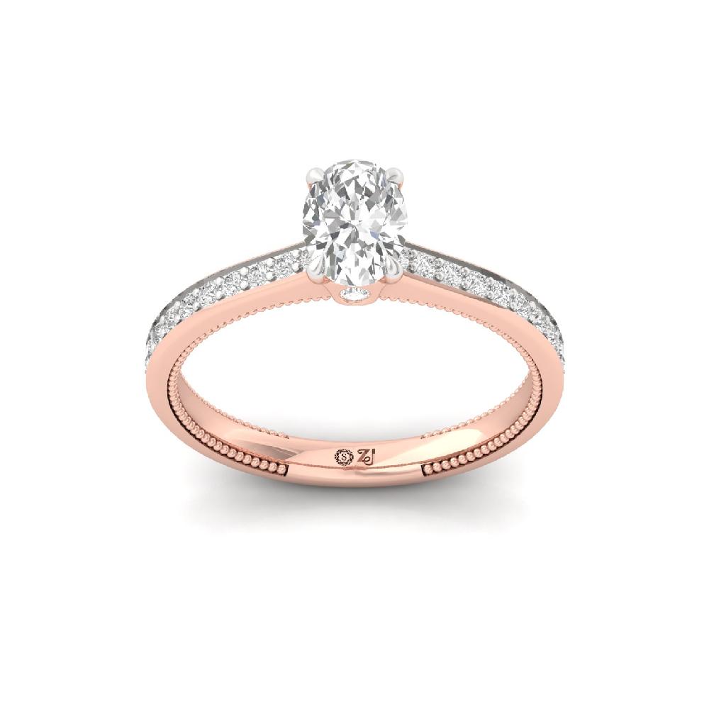 0.75 CT Oval Cut CVD Lab Grown Diamond Engagement Ring