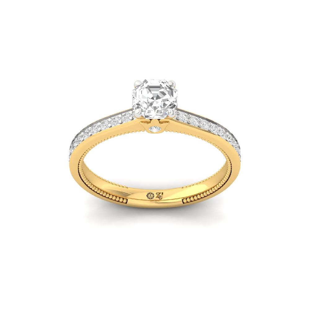 0.92 CT Octagon Cut CVD Lab Grown Diamond Ring 