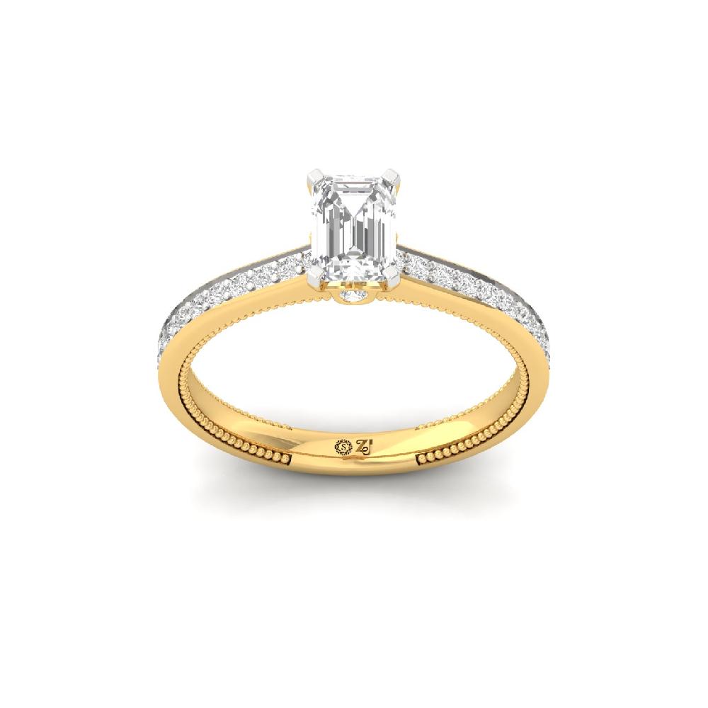 0.76 CT Emerald Cut Solitaire CVD lab grown Diamond Ring