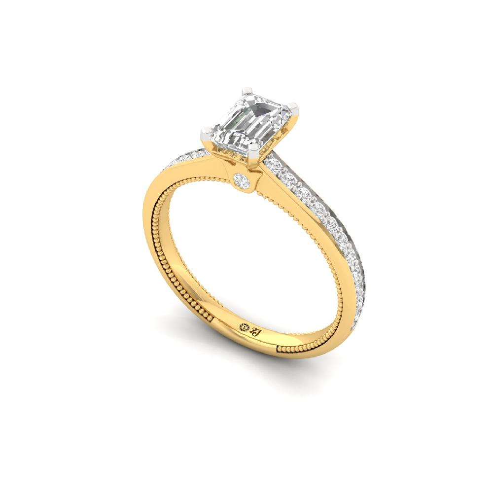 0.76 CT Emerald Cut Solitaire CVD lab grown Diamond Ring