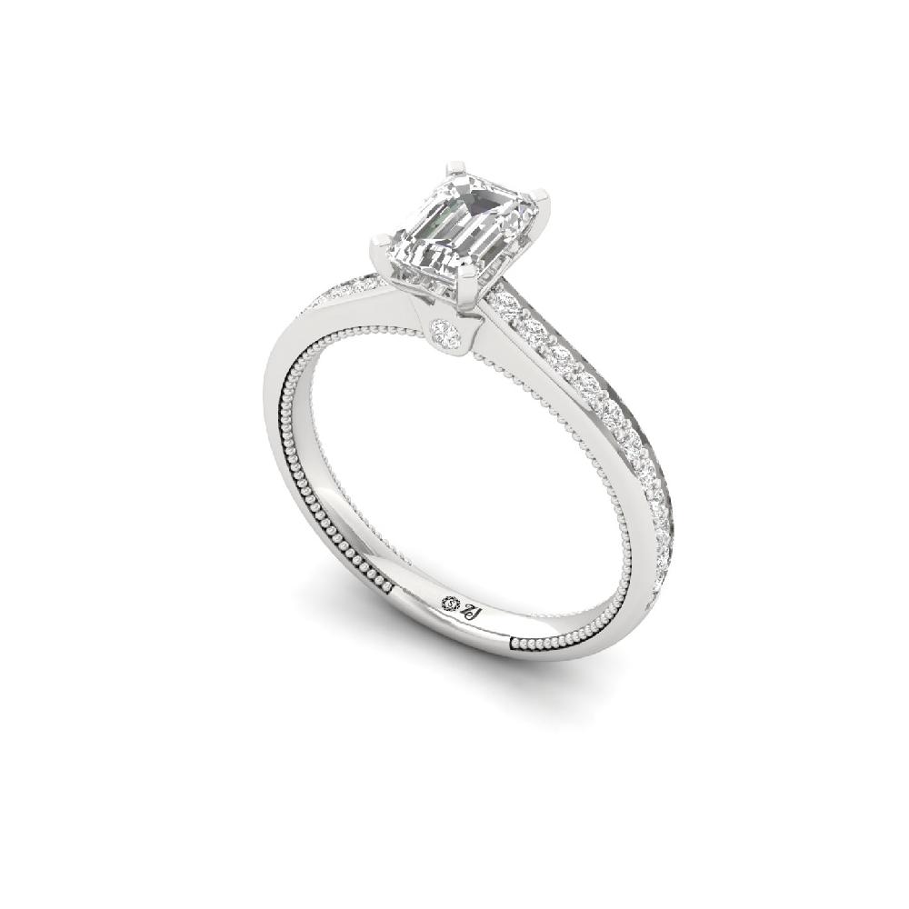 0.76 CT Emerald Cut Solitaire CVD lab grown Diamond Ring