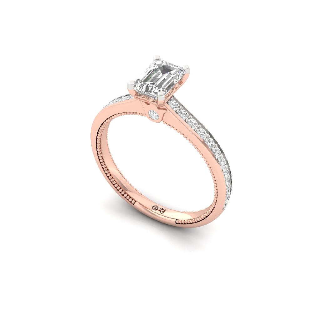 0.76 CT Emerald Cut Solitaire CVD lab grown Diamond Ring