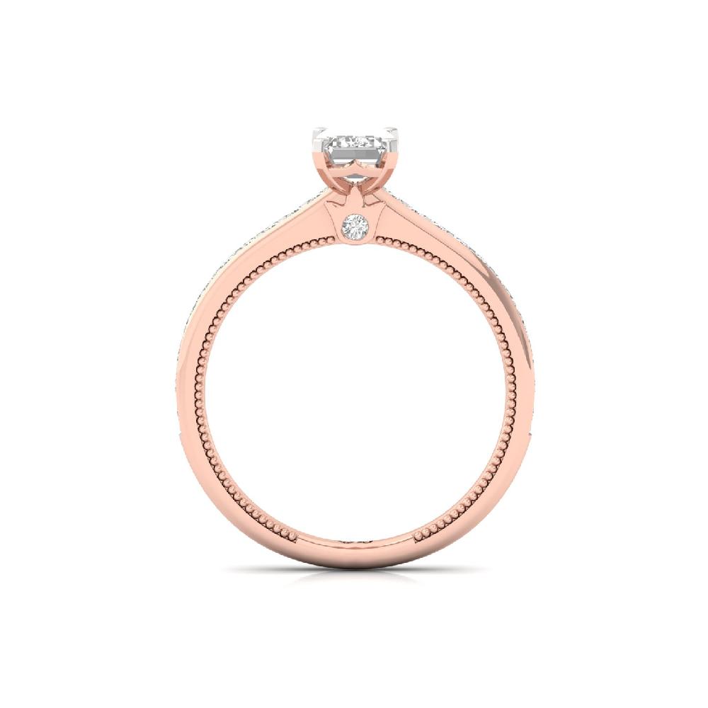 0.76 CT Emerald Cut Solitaire CVD lab grown Diamond Ring