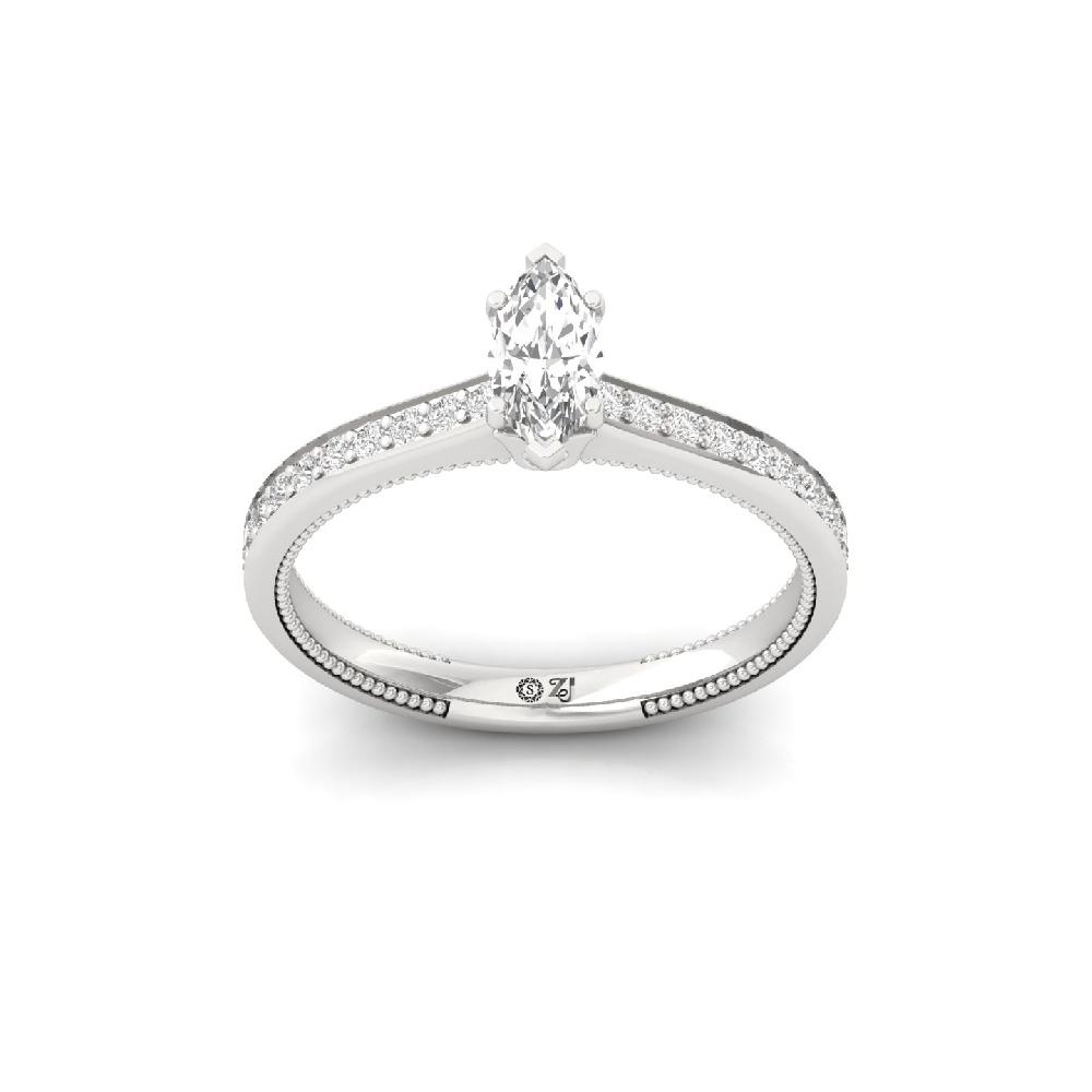 0.42 CT Marquise Cut Solitaire CVD lab Grown Diamond Ring 