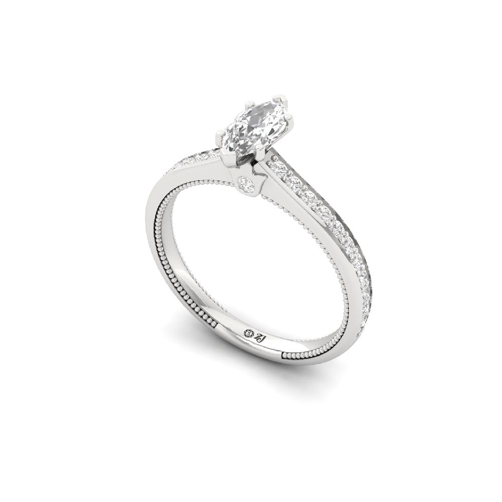 0.42 CT Marquise Cut Solitaire CVD lab Grown Diamond Ring 