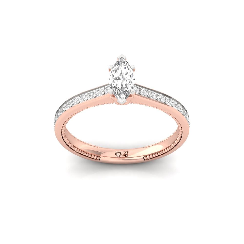 0.42 CT Marquise Cut Solitaire CVD lab Grown Diamond Ring 