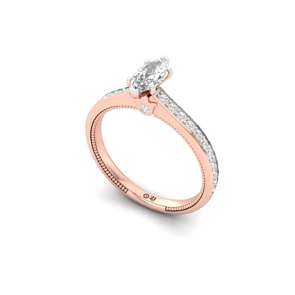0.42 CT Marquise Cut Solitaire CVD lab Grown Diamond Ring 
