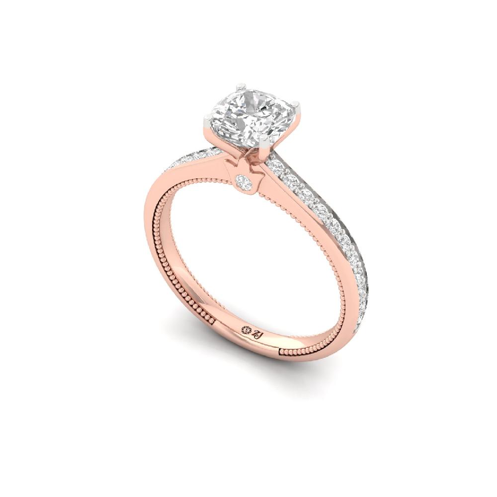 Royal Radiance 1.12 CT Cushion Cut CVD Diamond Ring