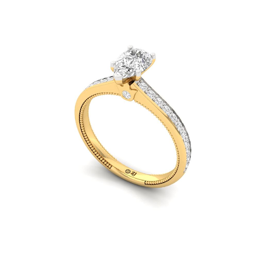 0.75 CT Pear Cut Solitaire CVD Lab Grown Diamond Ring