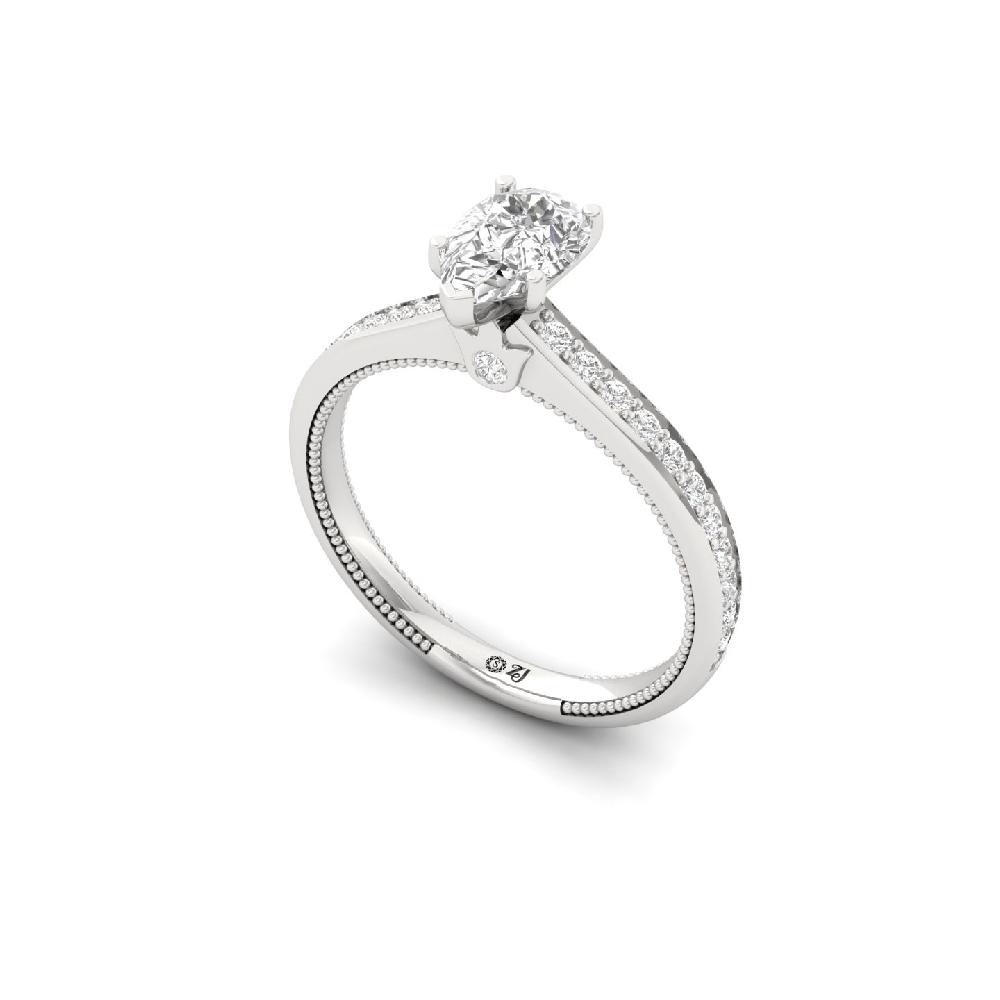 0.75 CT Pear Cut Solitaire CVD Lab Grown Diamond Ring