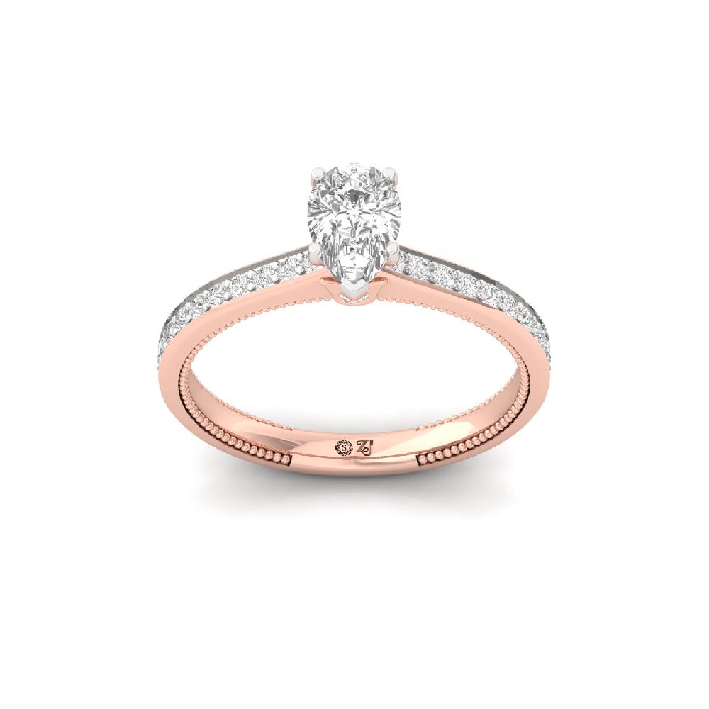 0.75 CT Pear Cut Solitaire CVD Lab Grown Diamond Ring