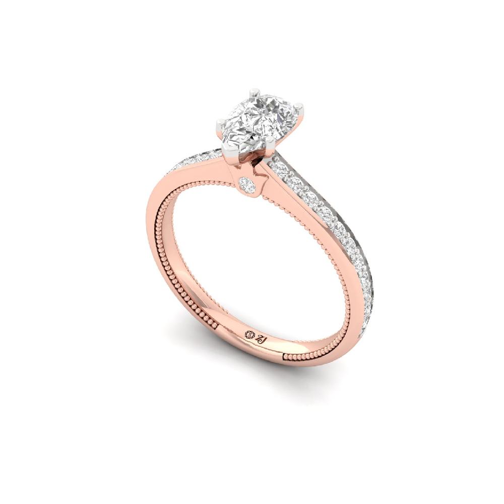 0.75 CT Pear Cut Solitaire CVD Lab Grown Diamond Ring