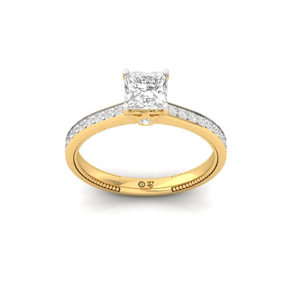 1.00Ct Princess Cut Solitaire CVD Lab Grown Diamond Ring 