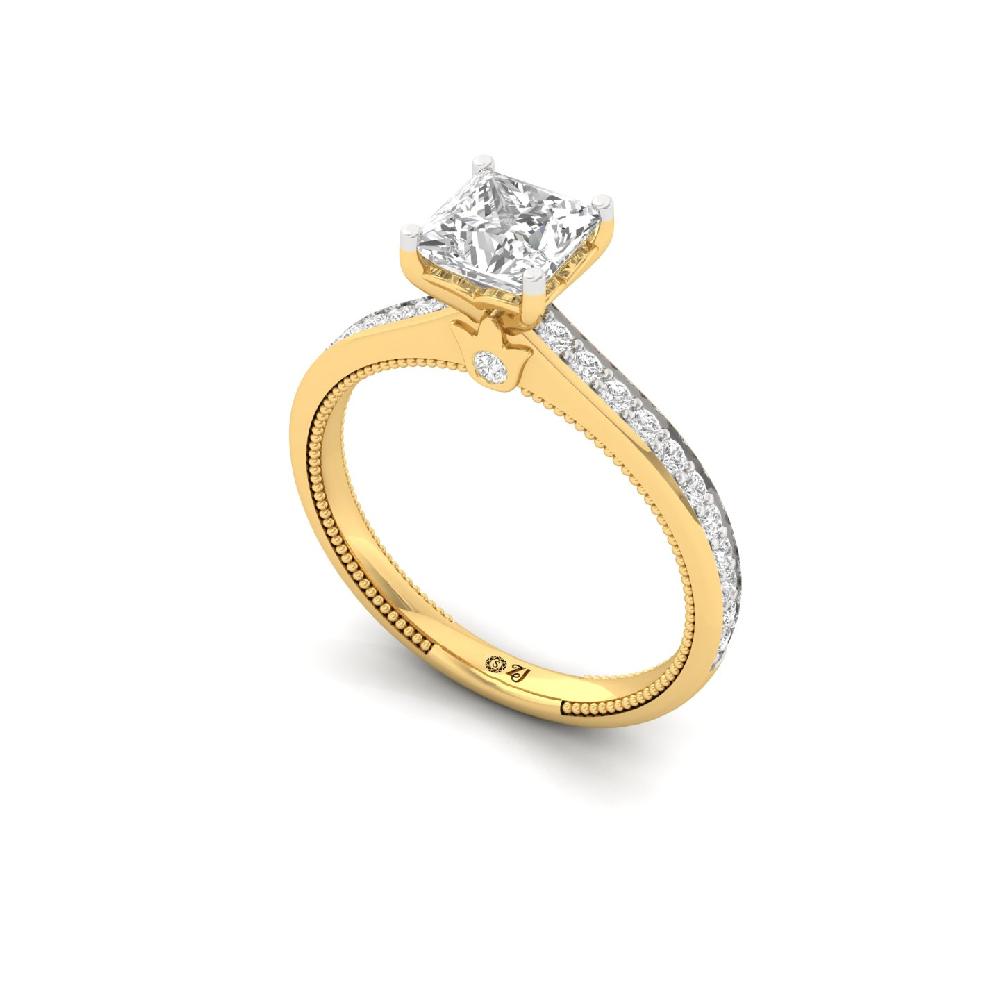 1.00Ct Princess Cut Solitaire CVD Lab Grown Diamond Ring 
