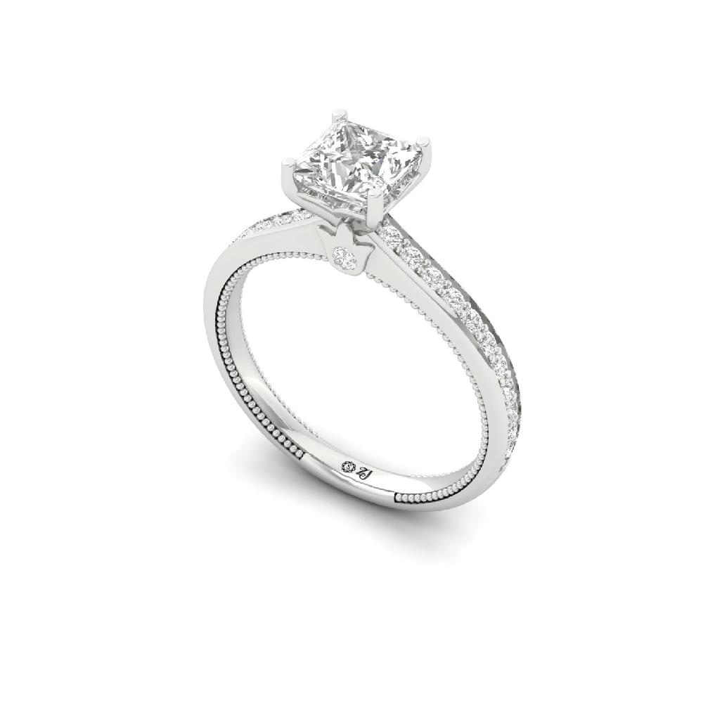 1.00Ct Princess Cut Solitaire CVD Lab Grown Diamond Ring 