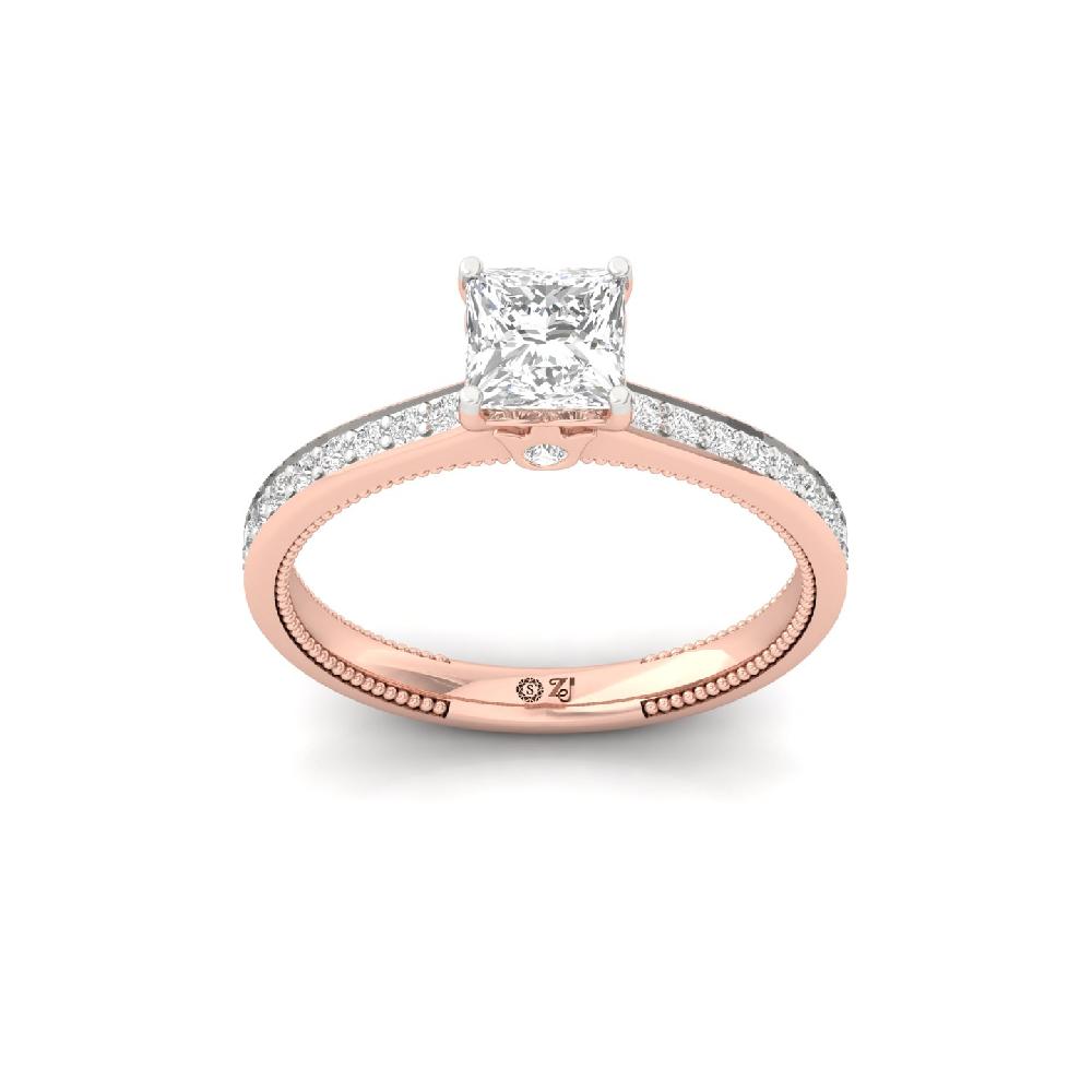 1.00Ct Princess Cut Solitaire CVD Lab Grown Diamond Ring 