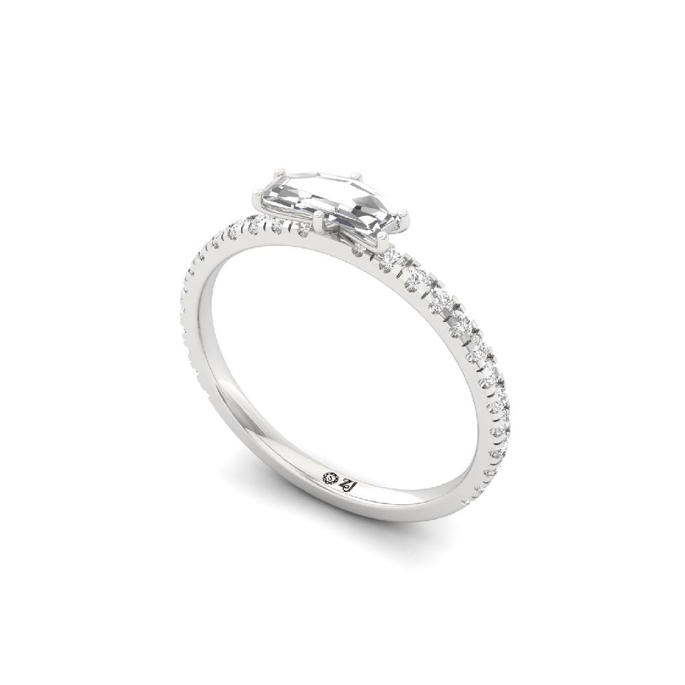 unique Cut Slim round Cut Solitaire CVD lab grown Diamond Ring