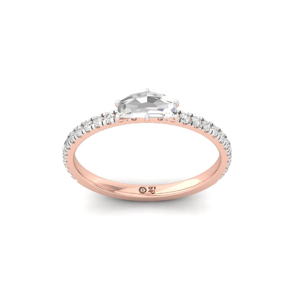 unique Cut Slim round Cut Solitaire CVD lab grown Diamond Ring