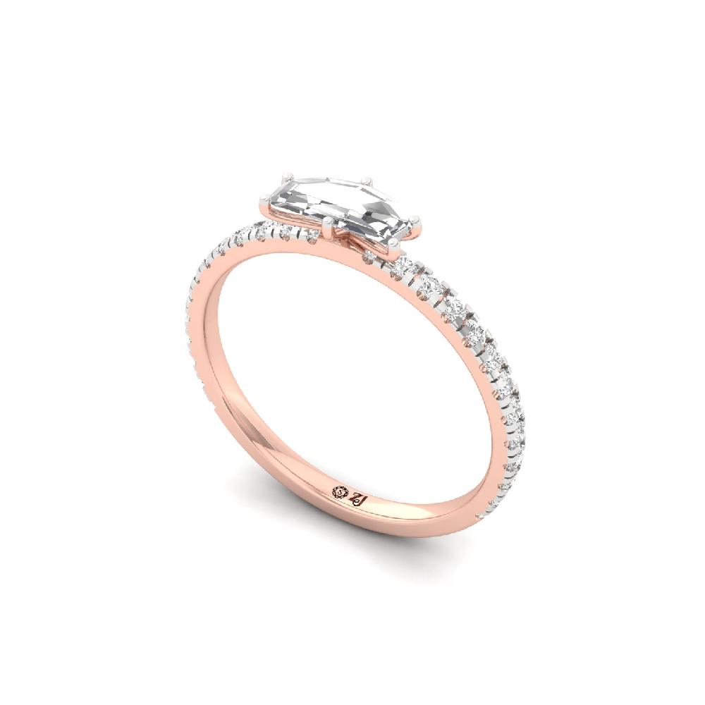 unique Cut Slim round Cut Solitaire CVD lab grown Diamond Ring