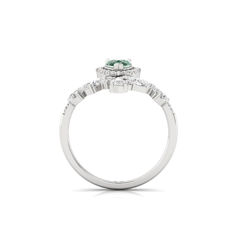 Pear Cut Green Drop Motif Designer lab Growm Diamond Ring
