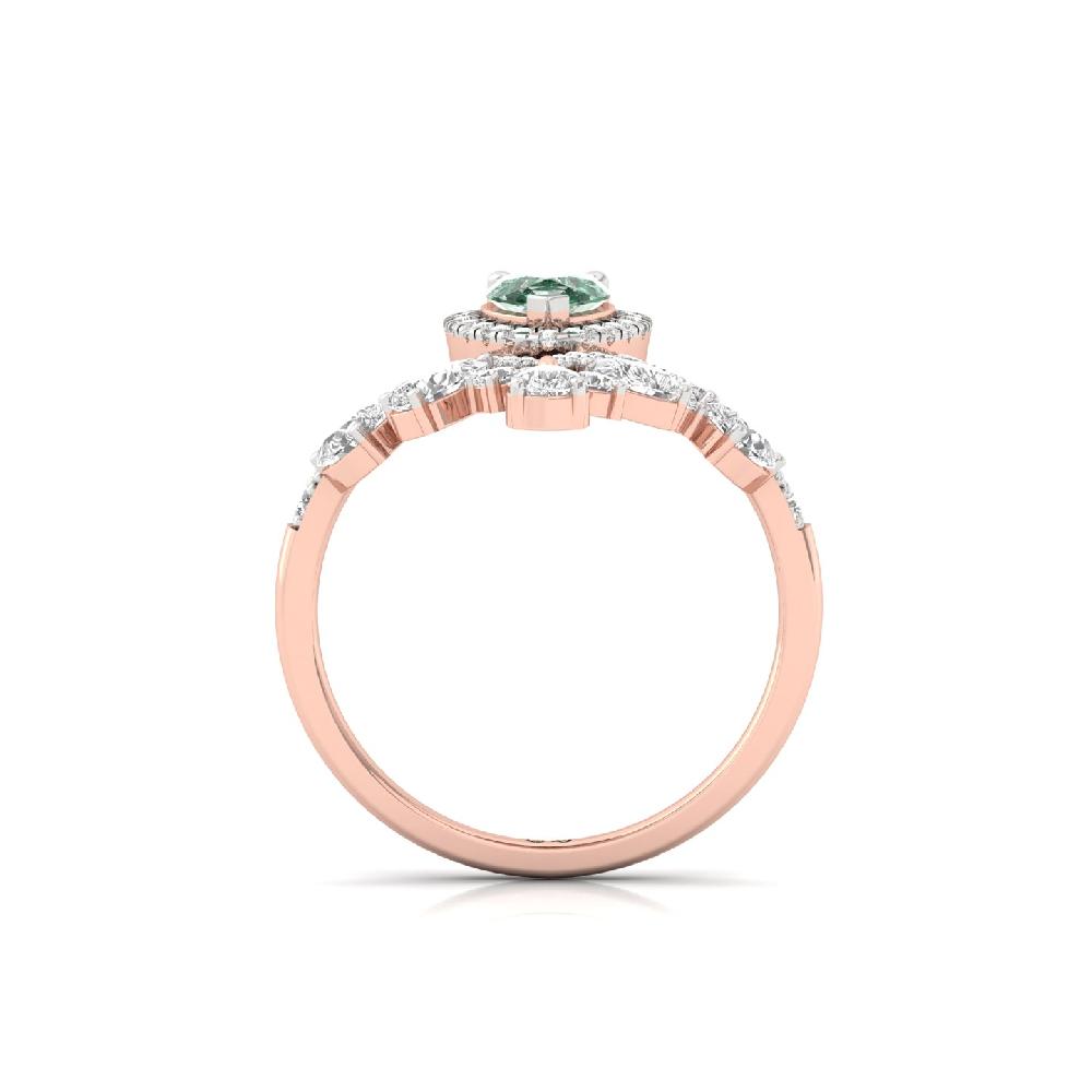 Pear Cut Green Drop Motif Designer lab Growm Diamond Ring