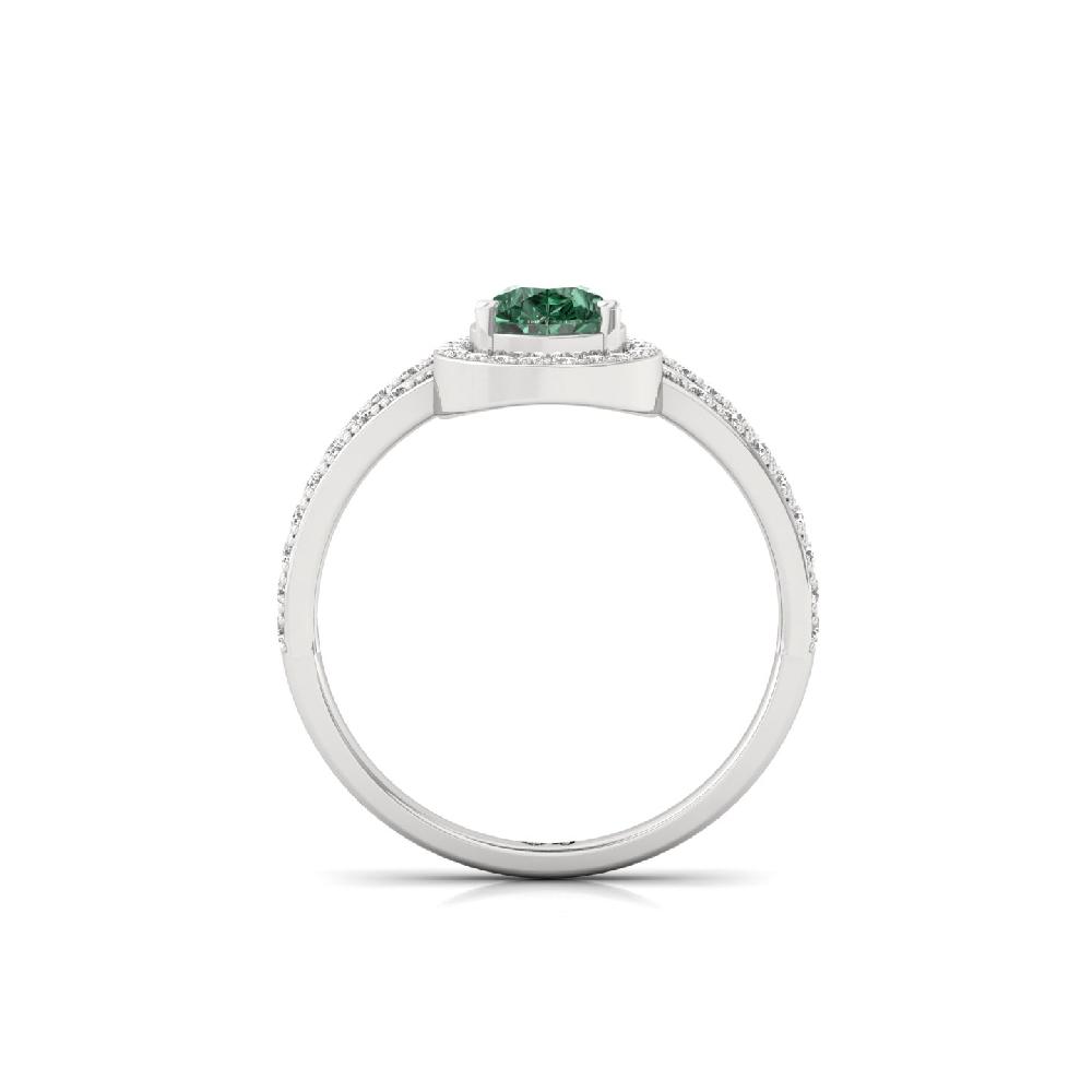 Royal Green Pear Cut cvd Diamond Halo Ring