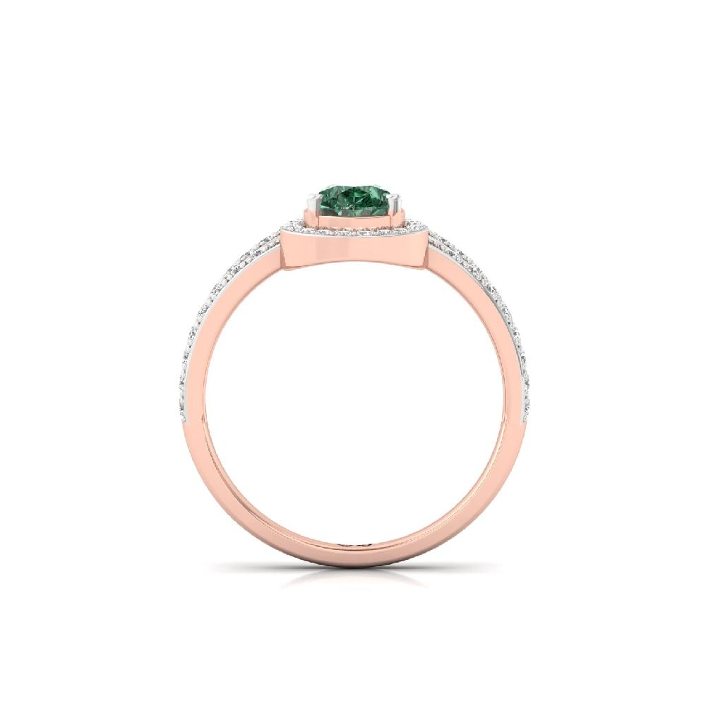 Royal Green Pear Cut cvd Diamond Halo Ring