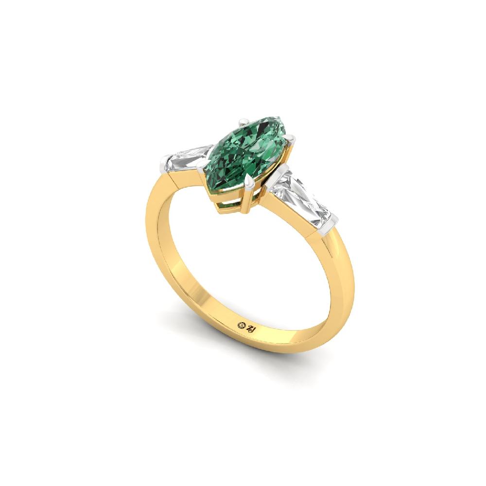 Graceful Marquise Cut Green Lab Grown Diamond Ring