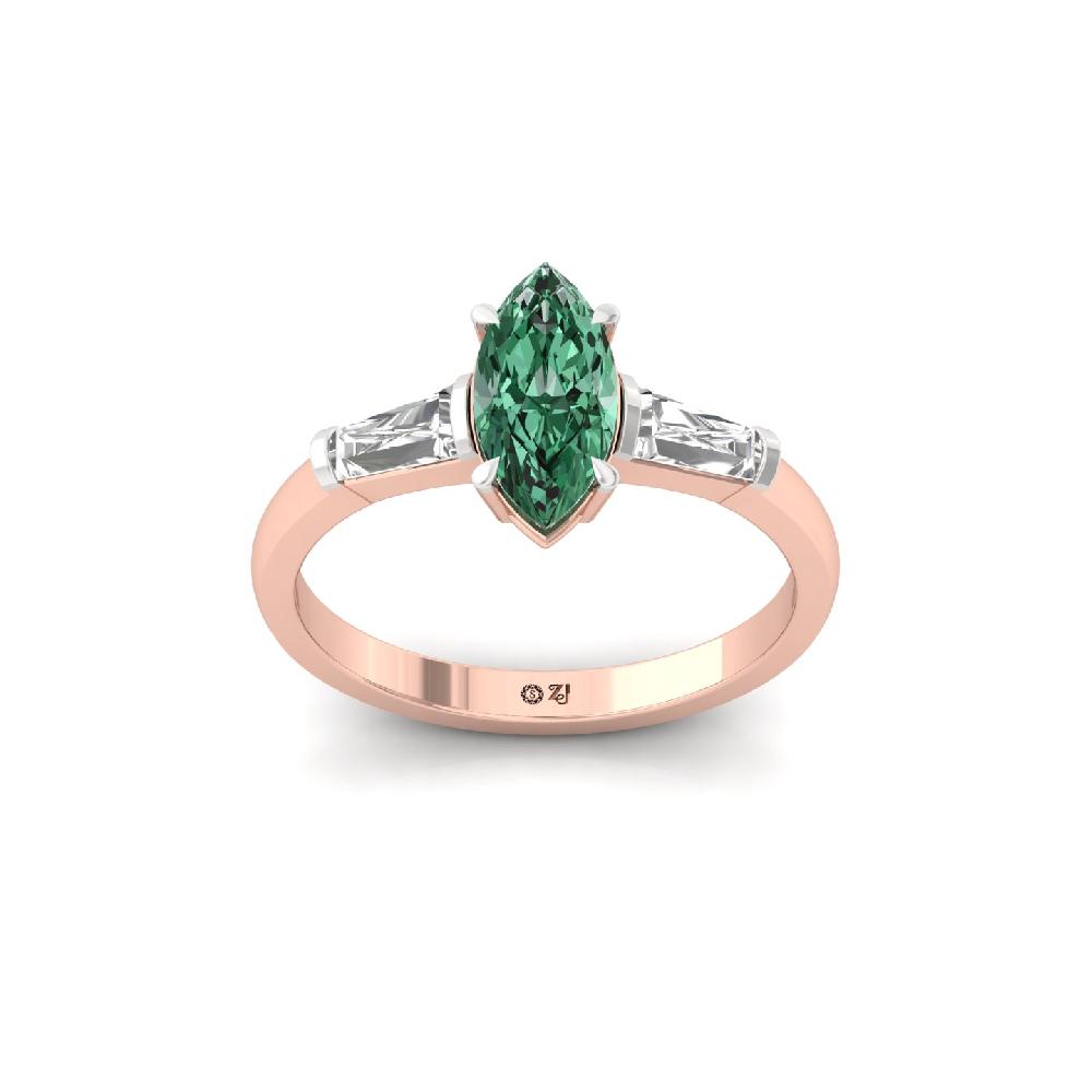 Graceful Marquise Cut Green Lab Grown Diamond Ring