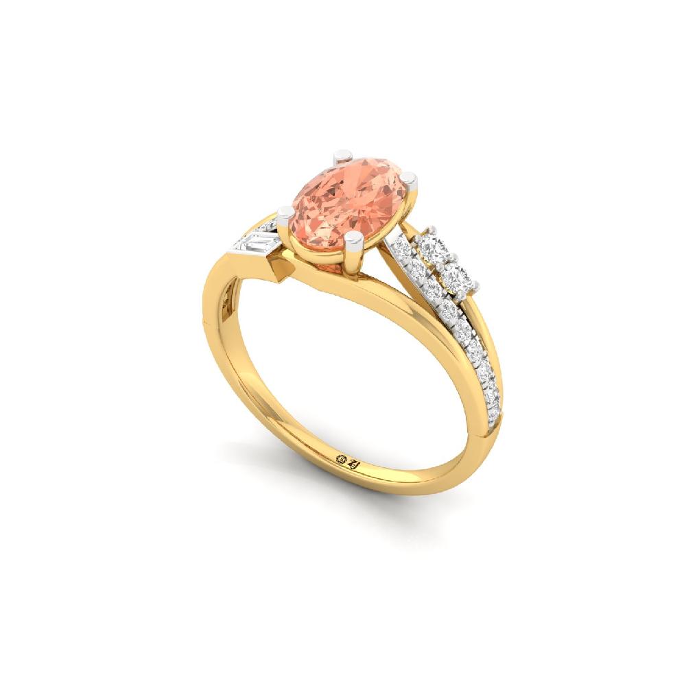 Elegant Oval Cut Peach Lab Grown Diamond Ring
