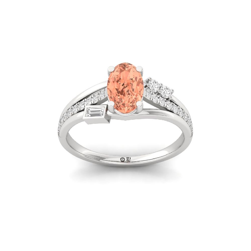 Elegant Oval Cut Peach Lab Grown Diamond Ring