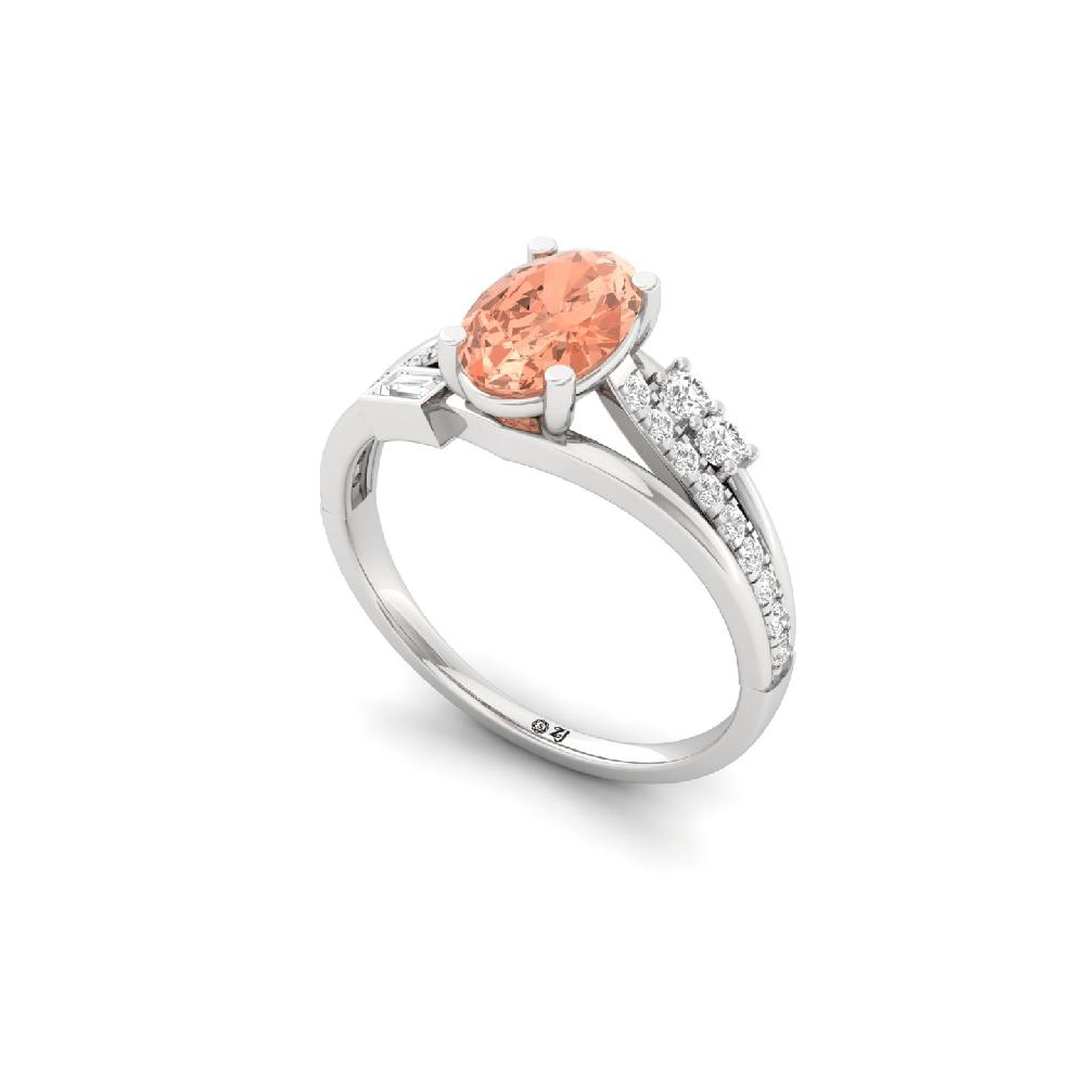 Elegant Oval Cut Peach Lab Grown Diamond Ring