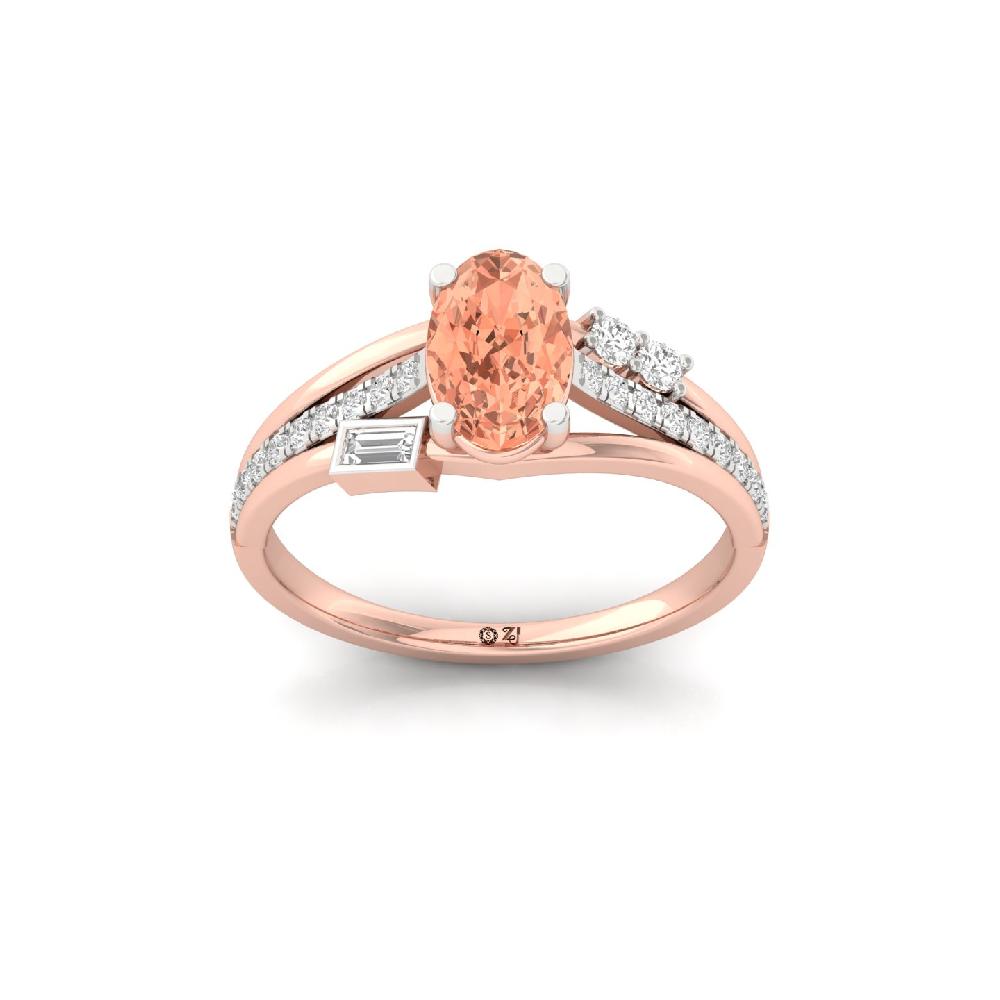 Elegant Oval Cut Peach Lab Grown Diamond Ring