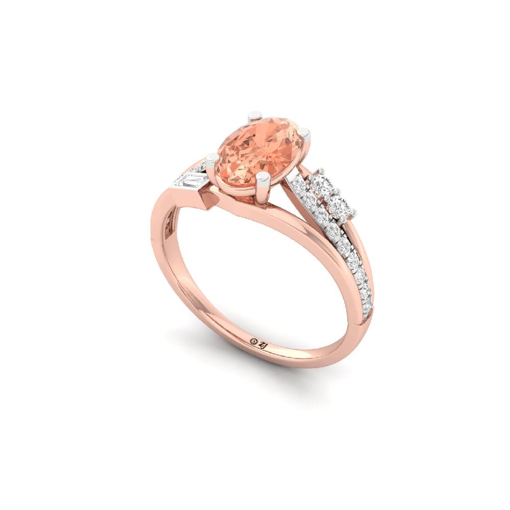 Elegant Oval Cut Peach Lab Grown Diamond Ring