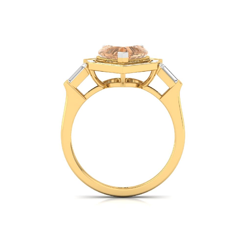 Radiant Heart Cut Peach Cvd Diamond Ring 