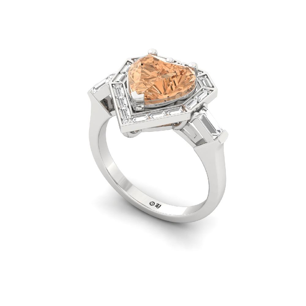 Radiant Heart Cut Peach Cvd Diamond Ring 