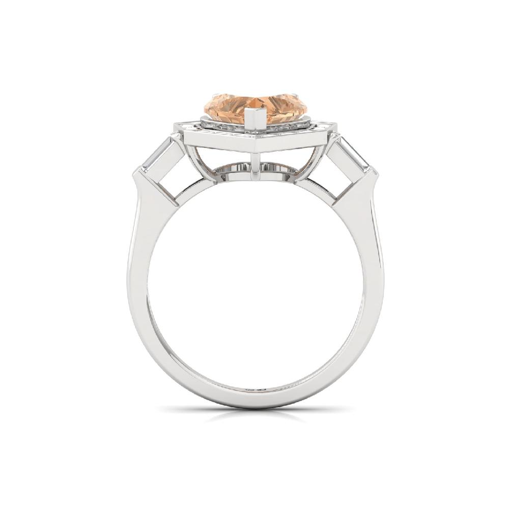 Radiant Heart Cut Peach Cvd Diamond Ring 