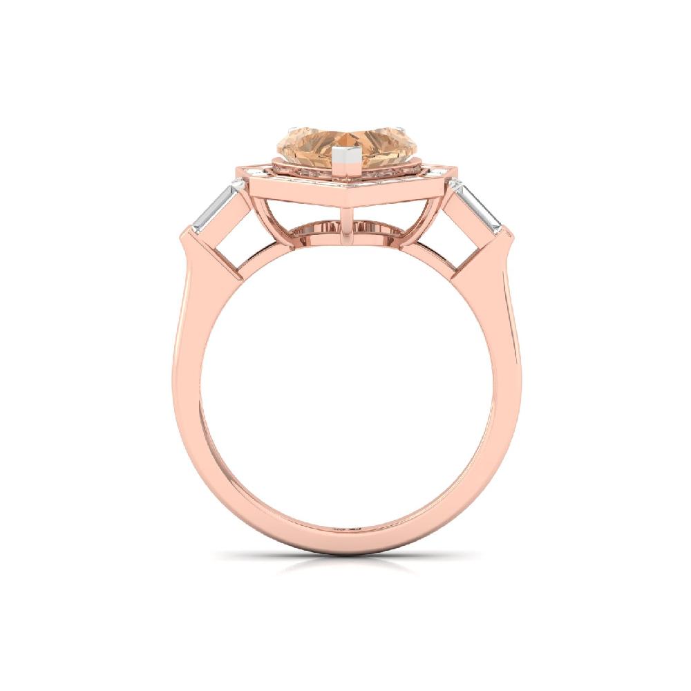 Radiant Heart Cut Peach Cvd Diamond Ring 