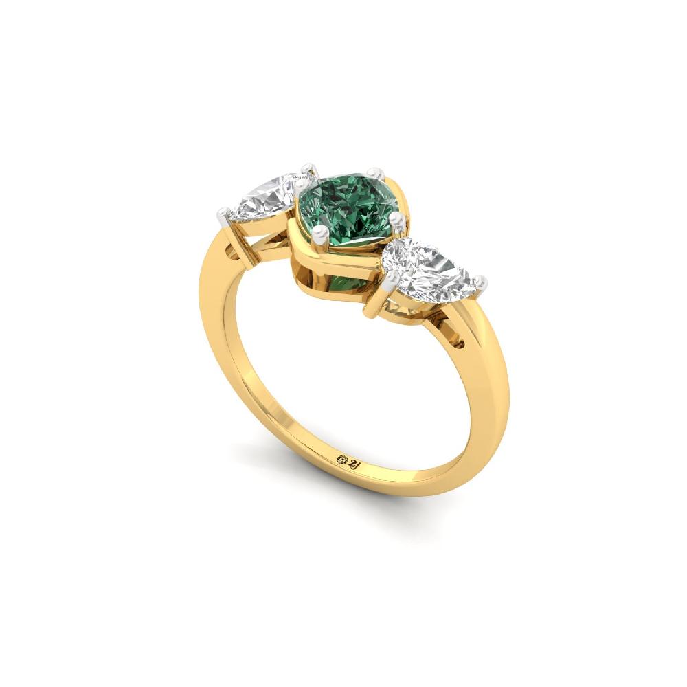 Cushion Green Lab Grown Diamond Trio Ring
