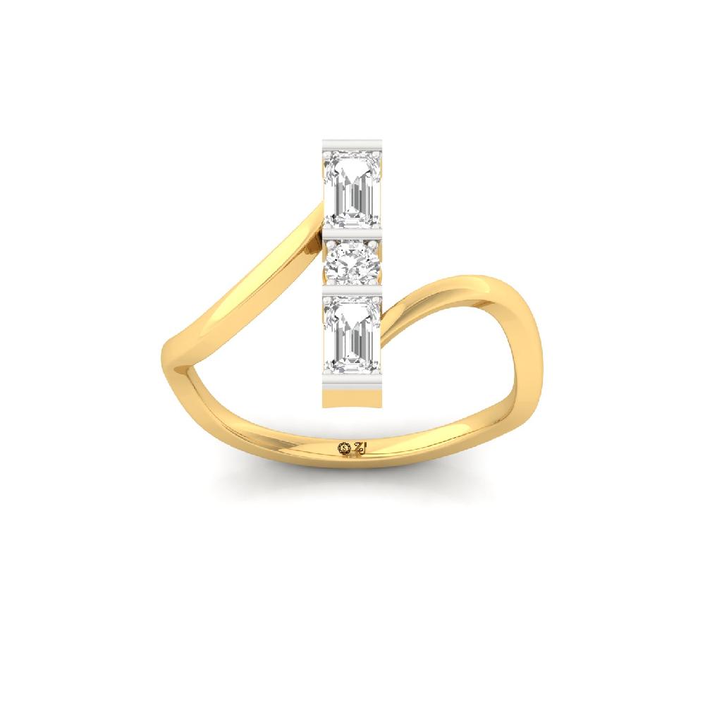 Twisted Emerald-Cut Lab Grown Diamond Designer Ring