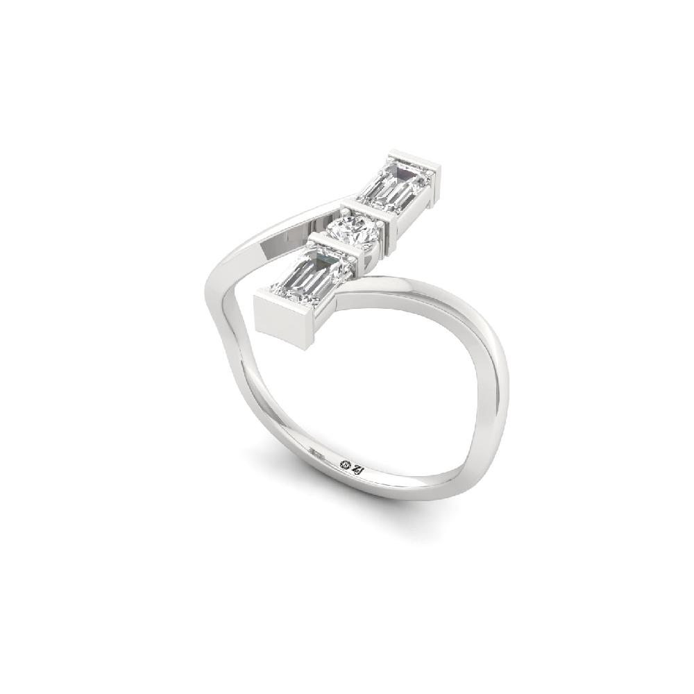 Twisted Emerald-Cut Lab Grown Diamond Designer Ring